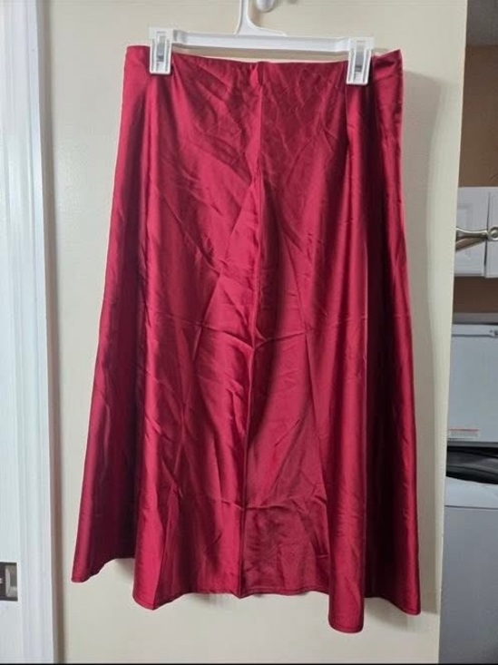 Dresses & Skirts - Women's Red Satin A-Line Skirt